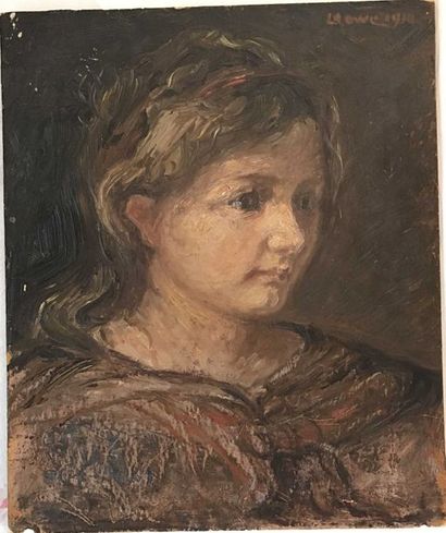 null Lauritz HOWE (1869-1945) Portrait de jeune fille Huile sur panneau Signé et...