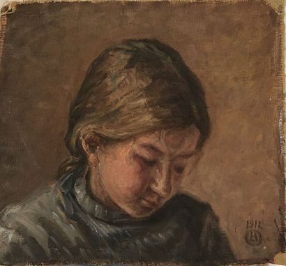 null Lauritz HOWE (1869-1945) Portrait Huile sur toile Monogrammé et daté 1912 24...