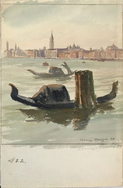 null Lauritz HOWE (1869-1945) Venise Aquarelle Signé en bas à droite, situé et daté...