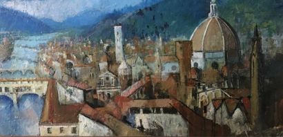 null David SETFORD (1925-2010) Florence, 1987 Huile sur toile 78 x 169 cm