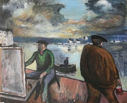 null David SETFORD (1925-2010) Peintre et Marin (St. Malo?) c. 1998 Huile sur toile...