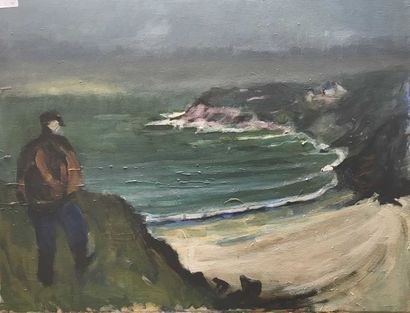 null David SETFORD (1925-2010) Paysage de mer Breton c. 1988 Huile sur toile 51 x...