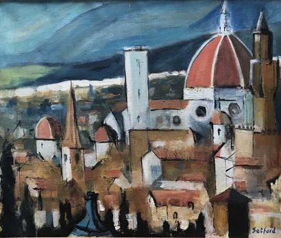 null David SETFORD (1925-2010) Vision de Florence 1998 Huile sur toile "Primaver",...