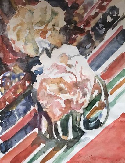 null David SETFORD (1925-2010) Fleurs 1997 Aquarelle 24 x 30 cm « A Cécile, pour...