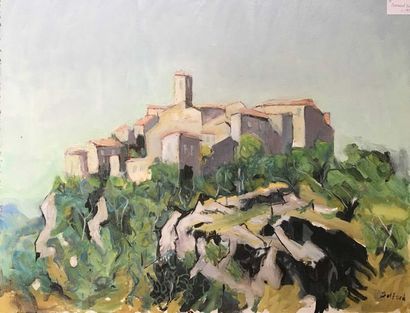 null David SETFORD (1925-2010) Village Provençal c. 1998 Huile sur toile 50 x 65...