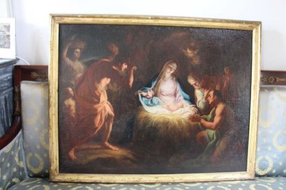 null La Nativité Ecole Huile sur toile XVIIème – XVIIIème siècle