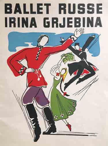 ANNENKOV, Georges (1889-1974) 
Affiche « Ballet russe, Irina Grjebina».
Paris. Lithographie....