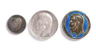 null NICOLAS II 1894-1917
Lot de 3 monnaies. Argent.

????? 1897 (? ????? ??????)....