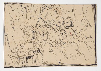 Paul CHMAROFF (1874-1950) 
Paysannes russes
Crayon et encre sur papier, tache, 25...