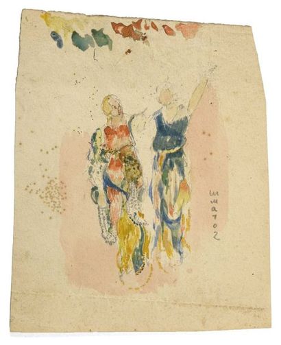 Paul CHMAROFF (1874-1950) 
Deux femmes
Crayon et aquarelle sur papier, signé sur...