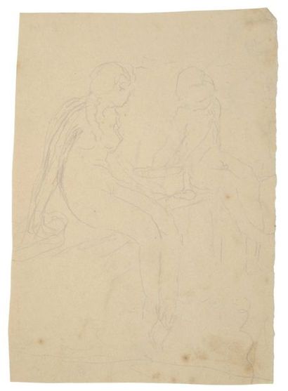 Paul CHMAROFF (1874-1950) 
Deux baigneuses
Crayon et encre sur papier env. 11,2 x...