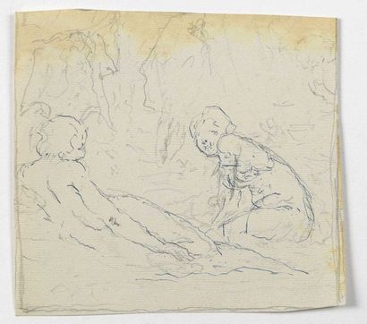 Paul CHMAROFF (1874-1950) 
Deux baigneuses
Crayon et encre sur papier env. 11,2 x...