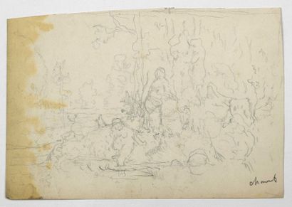 Paul CHMAROFF (1874-1950) 
Les baigneuses
Crayon sur papier, signé en bas à droite,...