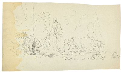 Paul CHMAROFF (1874-1950) 
La baignade
Encre sur papier, mouillure env. 14,5 x 25,5...