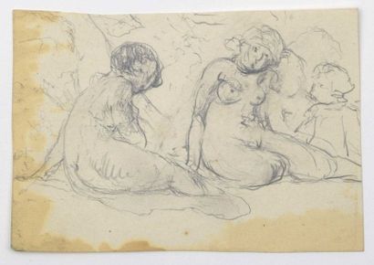 Paul CHMAROFF (1874-1950) 
Baigneuses
Crayon et encre sur papier, mouillure 14,4...