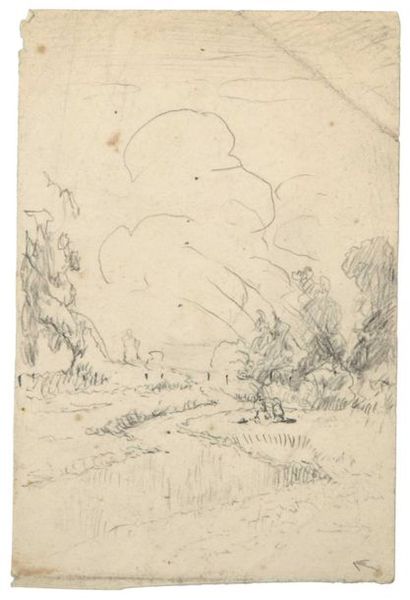 Paul CHMAROFF (1874-1950) 
Etude d' arbres
Fusain et craie blanche sur papier kraft,...