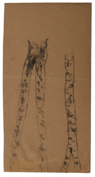 Paul CHMAROFF (1874-1950) 
Etude d'arbres
Fusain sur papier kraft 31,5 x 16, 3 c...
