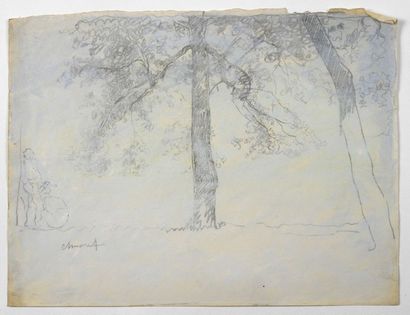 Paul CHMAROFF (1874-1950) 
Etude d'arbres
Crayon, et aquarelle sur papier, signé...