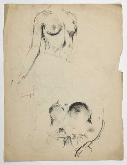 Paul CHMAROFF (1874-1950) 
Baigneuse
Crayon sur papier, petites taches et rousseurs
23...