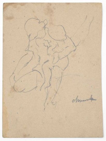 Paul CHMAROFF (1874-1950) 
Baigneuse
Encre sur papier, taches, mouillure 12,5 x 17,5...