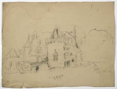 Paul CHMAROFF (1874-1950) 
Chateau
Fusain sur papier, déchirure, mouillure 32,4 x...
