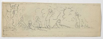 Paul CHMAROFF (1874-1950) 
Les baigneuses
Encre sur papier 9,4 x 26,2 cm