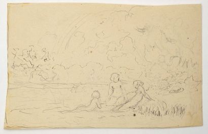 Paul CHMAROFF (1874-1950) 
Les baigneuses
Crayon et encre sur papier
12 x 19 cm