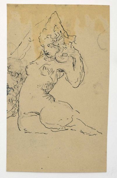 Paul CHMAROFF (1874-1950) 
Baigneuse
Encre sur papier, mouillure 17,7 x 10,9 cm