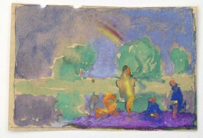Paul CHMAROFF (1874-1950) 
Baigneuses
Aquarelle sur papier, petits manques de papier,...