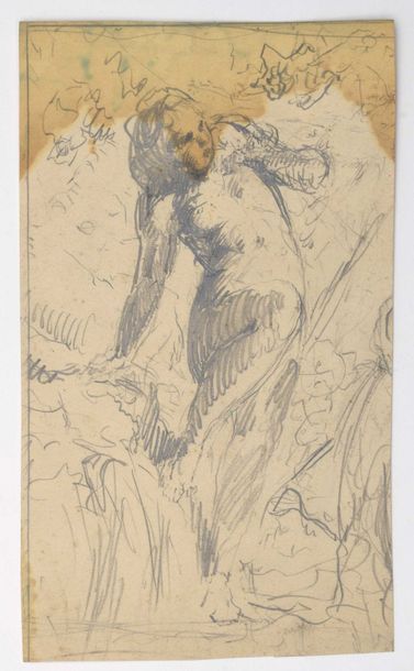 Paul CHMAROFF (1874-1950) 
Baigneuse
Crayon sur papier, mouillure en haut sur le...