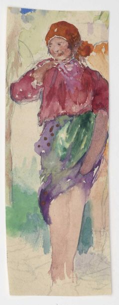 Paul CHMAROFF (1874-1950) 
Paul CHMAROFF (1874-1950)
Baigneuse
Crayon et aquarelle...