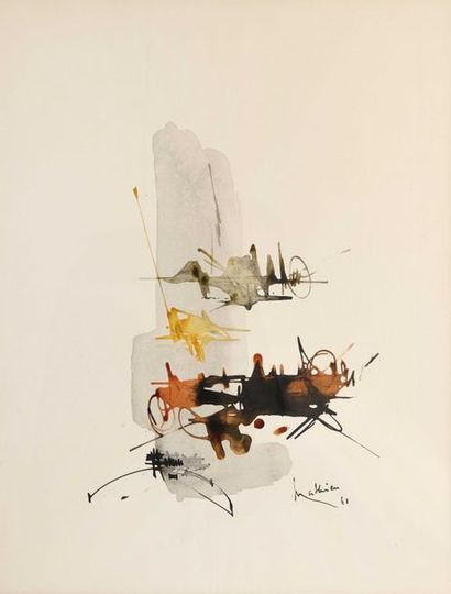 null 72 Georges MATHIEU (1921-2012) Composition Aquarelle, signée en bas à droite...