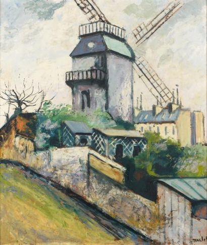 Elisée MACLET (1881-1962) Le Moulin de la Galette Huile sur isorel, signée en bas...