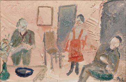 André LANSKOY (1902-1976) Composition intérieur, circa 1935 Huile sur toile, monogrammée...