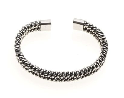 null HERMÈS Bracelet manchette en argent 1er titre (950‰) à motif de deux cordes...