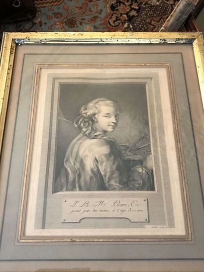 null Jean-Baptiste Marie PIERRE (1713/14-1789) Autoportrait Lithographie ou gravure...