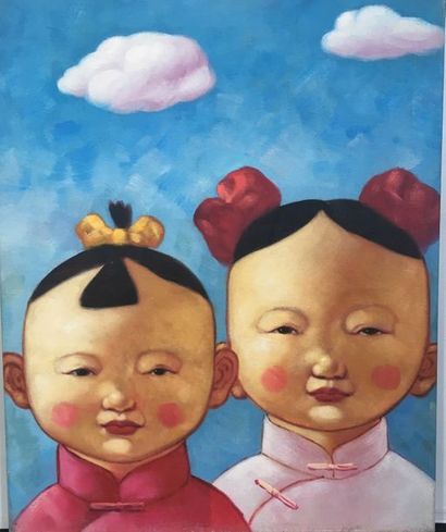 null Ecole Chinoise contemporaine
Deux portaits d'enfant
Huile sur toile