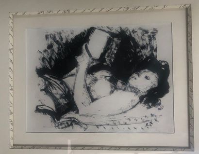 null Albert CHAVAZ "Femme lisant" Lithograpgie en noir n°188/500 et signée