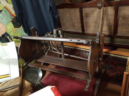 null Lot de meubles : buffet en bois naturel XIXème siècle, berceau, fauteuils style...