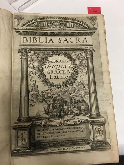 null 1. Biblia Sacra Hebraice, Chaldaice, Graece & Latine. Anvers, Christophe Plantin,...