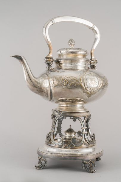 null Important silver plated samovar complete with stove and support for the
MERITE...