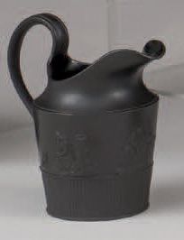 null Set in black tinted ceramic, known as black basalt, comprising: a large teapot...