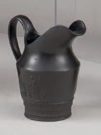 null Set in black tinted ceramic, known as black basalt, comprising: a large teapot...
