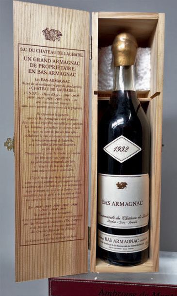 null 1 bottle 70cl BAS ARMAGNAC LAUBADE 1932.
Bottled in October 1991.
Wooden bo...