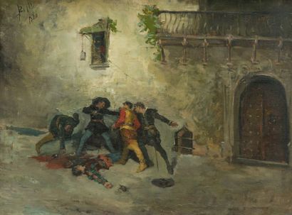 BILLY (XIXe siècle) Le combat de rue
Huile sur toile signée en haut à gauche, datée...