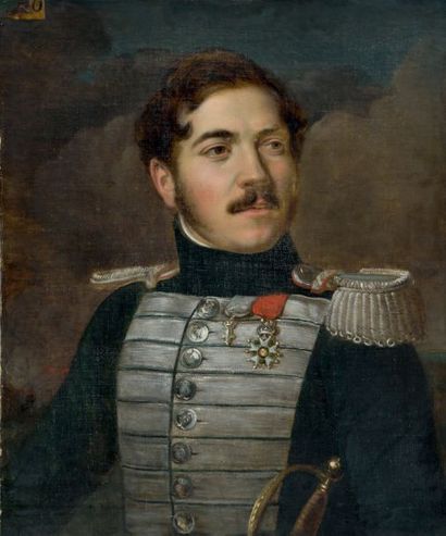 ÉCOLE FRANÇAISE DE LA PREMIÈRE PARTIE DU XIXE SIÈCLE Portrait d'officier
Huile sur...