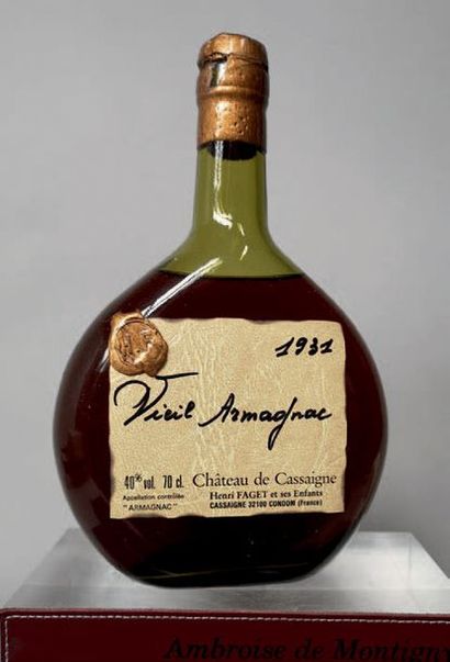 null 1 flacon 70cl VIEIL ARMAGNAC CHÂTEAU DE CASSAIGNE - H. FAGET 1954.
Étui d'o...