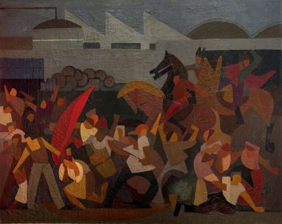 École sud américaine, circa 1920 Mutinerie cubiste
Huile sur toile.
129,5 x 162,5...