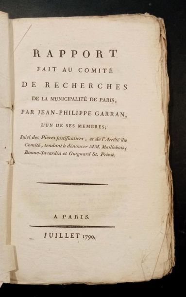 null 173. GARRAN DE COULON (Jean-Philippe). Report made to the Research Committee...