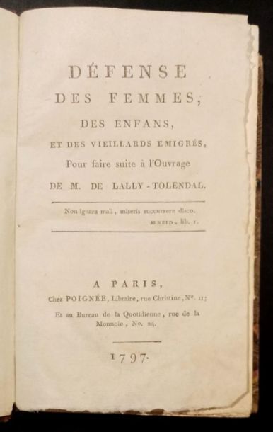 null 207. [LALLY-TOLLENDAL (Trophime-Gérard de)]. DÉFENSE des Femmes, des Enfans,...